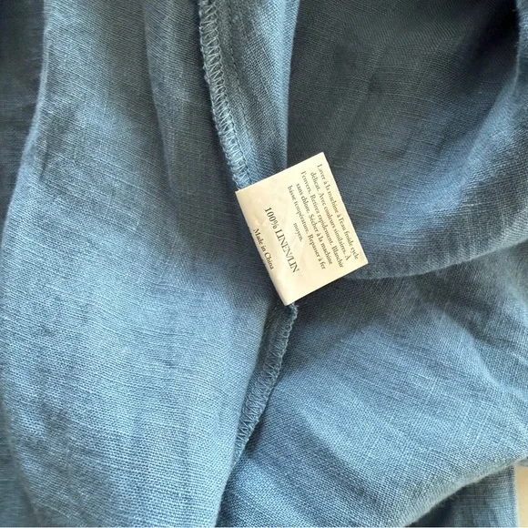 100% Linen Grae Cove Light Blue Wrap Dress - Picture 5 of 12